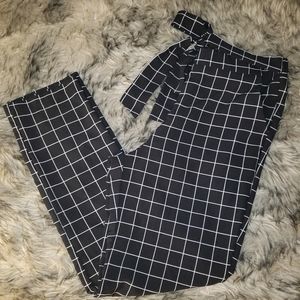 Black and white grid slacks